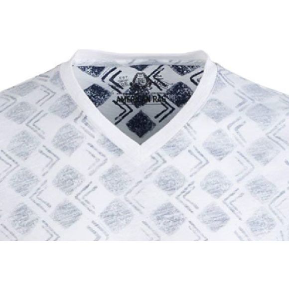 American Rag Men's V-Neck Geometric T-Shirt White Size Large - Picture 2 of 4